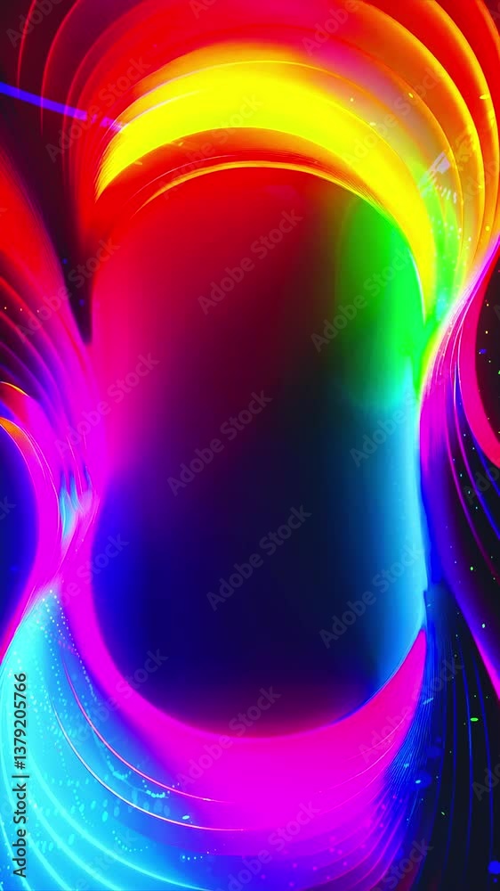 Poster Abstract Neon colorful Frame, mock up with copy space for smartphone  vertical video