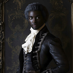 light skin black mozart full body in suit style of mozart style of the 1700s