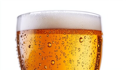 Refreshing Cold Beer Glass Frothy Head Golden Ale Beverage Drink Closeup Photography Studio Shot  Perfect for Advertisement Banner Website Design  High Quality Image Crisp Detail mug ice bar pub food 