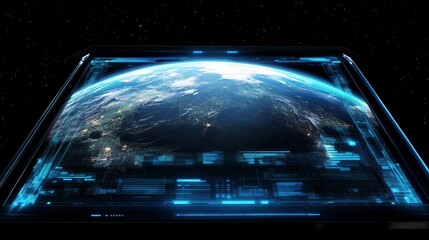 Futuristic Holographic Earth Display on a Dark Interface