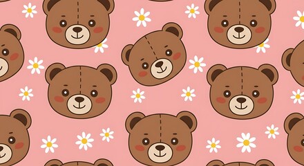 Fototapeta premium Sweet Dreams Teddy Pattern AI Generated