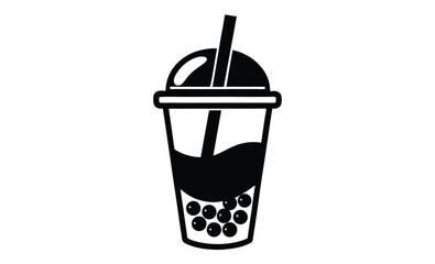 bubble tea black icon drink silhouette