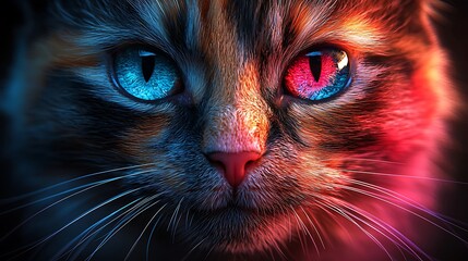 Stylized feline glowing under vibrant light high resolution photo
