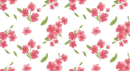 Delicate Watercolor Floral Pattern Soft Pink Blossoms AI Generated