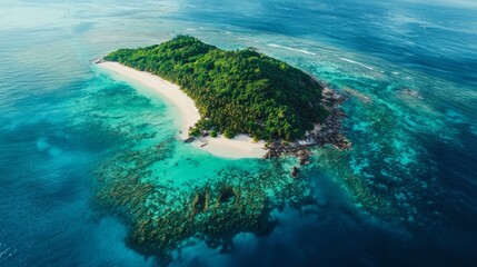 aerial view of a small island in the middle of the sea
