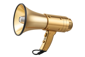 Gold megaphone with ergonomic handle for events