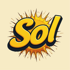 Spanisches Wort Sonne, Wort, Sol, Illustration

