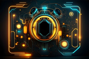 The technological cyberspace background of the neon effect the concept of science and technology