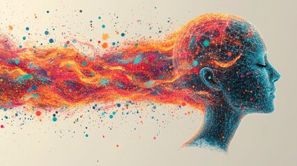 Abstract Female Profile with Ethereal Energy Flow