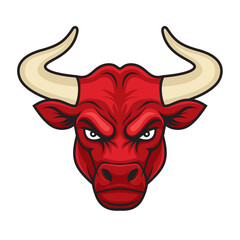 bull head mascot vector illustration furious bull design