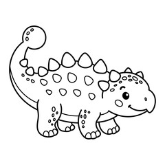 Adorable cartoon ankylosaurus dinosaur illustration perfect for coloring books and kids designs