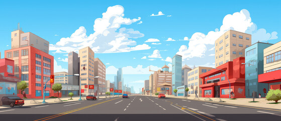 Vibrant Animated City Street Scene