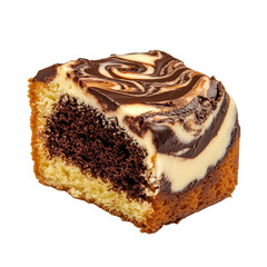 A Slice of Moist Marble Cake with Swirls of Vanilla Isolated on Transparent Background