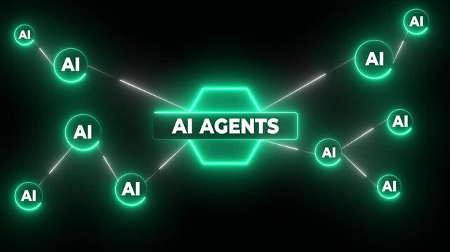 Multi function for Agentic AI technology motion background. Multi agent AI systems, Automate daily Tasks Smart AI solutions improve efficiency, Automate repetitive work.