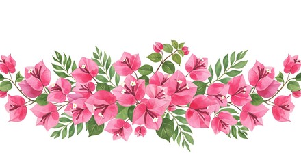 Naklejka premium Watercolor Bougainvillea Border AI Generated