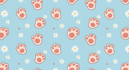 Paw Prints & Petals: A Gentle Repeat AI Generated