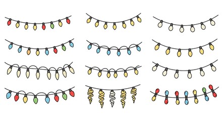 Fototapeta premium Twinkling Hand-Drawn Lights AI Generated