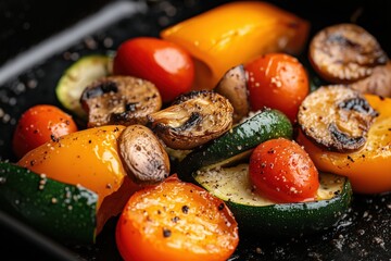 Colorful roasted vegetables arranged on a baking tray capturing the essence of fresh cooking during a summer gathering