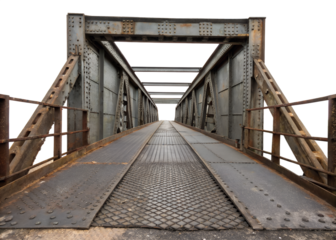 Rusty metal bridge stretching into the distance