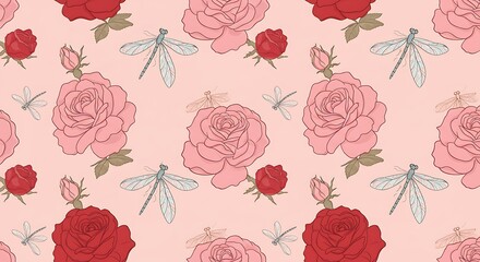 Crimson Roses & Gossamer Wings AI Generated