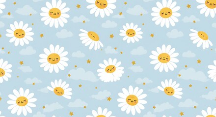 Obraz premium Happy Daisies & Sky Dreams AI Generated