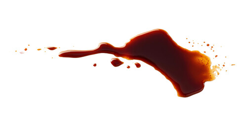 Glossy Coffee Spill on a White Background Creating a Dynamic Texture and Rich Brown Color Spread for Food and Beverage Illustrations