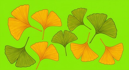 Obraz premium Ginkgo Flutter: Lime Green Hues AI Generated