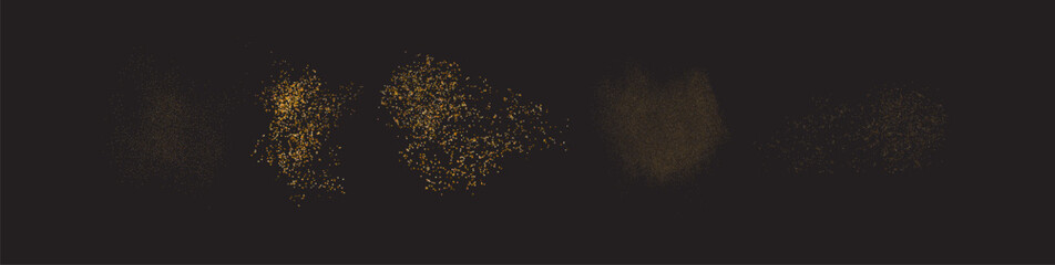 shine chaotic Texture Set overlays elements of design. Sparkling gold glitter confetti celebration splatter texture.
