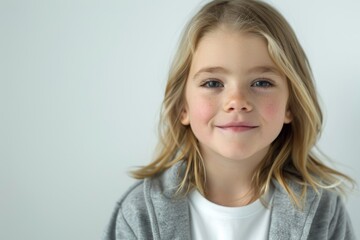 Portrait of a young Caucasian girl with blond hair