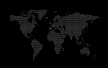 World map made of white dots on black background.  Animation