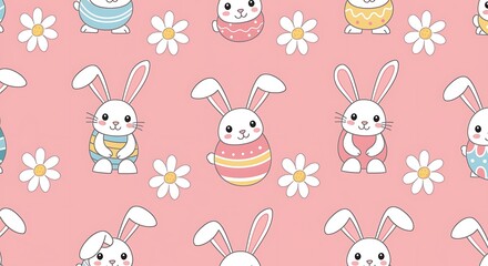 Pastel Bunnies & Daisies AI Generated