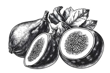 Figs Coloring Page:  Illustrative Fruit