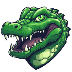 Obraz premium Vector logo showcasing a ferocious crocodile designed for esports teams and events featuring fierce competition