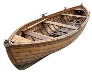 Obraz premium Wooden boat on transparent background for creative projects