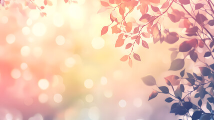 Abstract Nature-Inspired Background with Soft Bokeh and Forest Silhouettes in Warm Morning Light