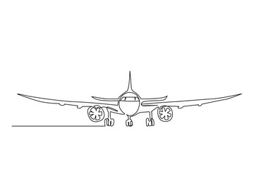passenger plane vehicle travel one line drawing art design vector