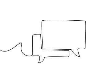 two dialogue message balloons social sign one line drawing art design vector
