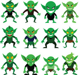 Mischievous Green Goblin Vector Illustration