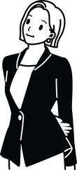 woman beautiful lady office suit cartoon avatar profile picture drawing minimal black white