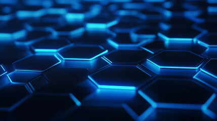 Obraz premium Futuristic Glowing Hexagon Grid, Digital Technology Network Concept 