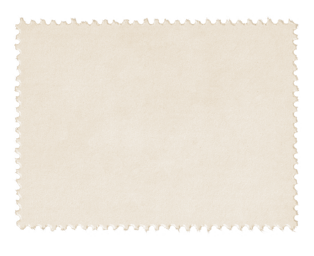 Postage stamp with blank sepia paper design space on transparent background	