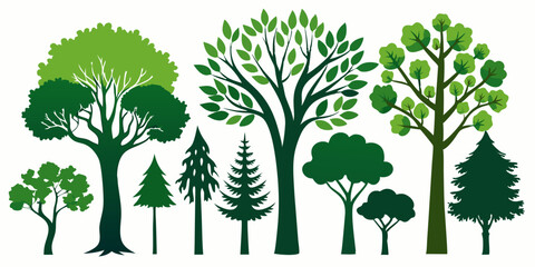 set of green trees