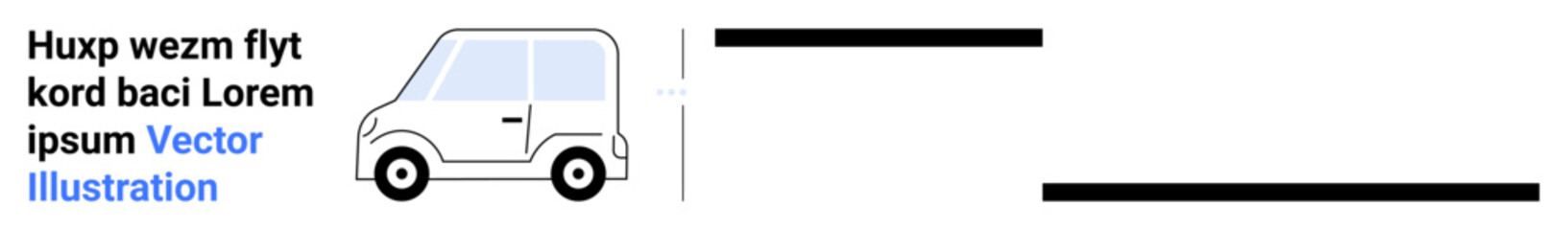 White compact van with simple design and black wheels. Ideal for delivery, transportation, logistics, urban mobility, commercial shipping, eco-friendly vehicle concepts, and a simple landing page