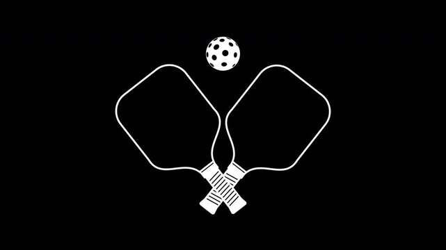 Pickleball Animation Looping HD Video with two Paddles, Ball & Chroma Key black, green and white background