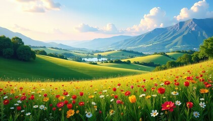 Perfectly integrated landscape, no visible joins, photography, nature