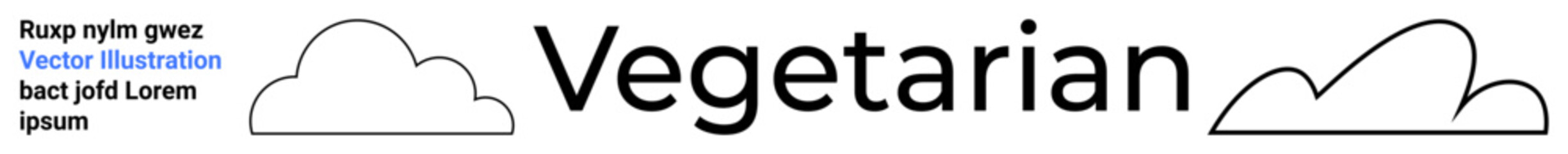 Black text Vegetarian centered with two cloud outline shapes. Clean, modern aesthetic. Ideal for food branding, eco-friendly campaigns, health themes, nature-focused projects, wellness content