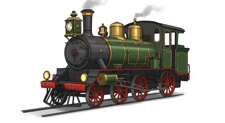 Obraz premium Emerald Rails and Coal Smoke Dreams AI Generated
