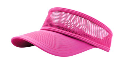 Stylish Hot Pink Sun Visor with Mesh Design Isolated on White Background