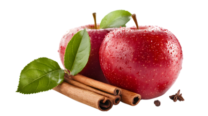Aromatic Cinnamon Sticks and Red Apple on White Background for Culinary Concepts and Designs