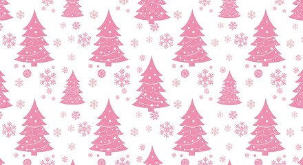 Pink Christmas Tree Seamless Pattern Festive Winter Design AI Generated